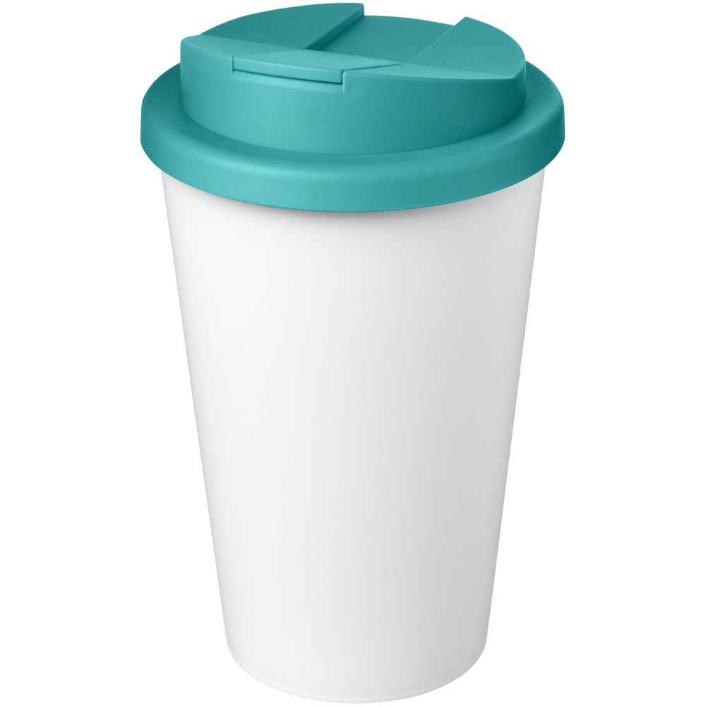 Americano® Eco 350 ml recycelter Becher mit auslaufsicherem Deckel - aquablau, weiss