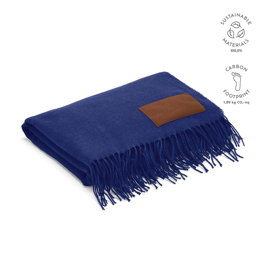 Lichtenstein Decke aus rPET (180 g/m²). Mit personalisierbarem Aufnäher - Marineblau