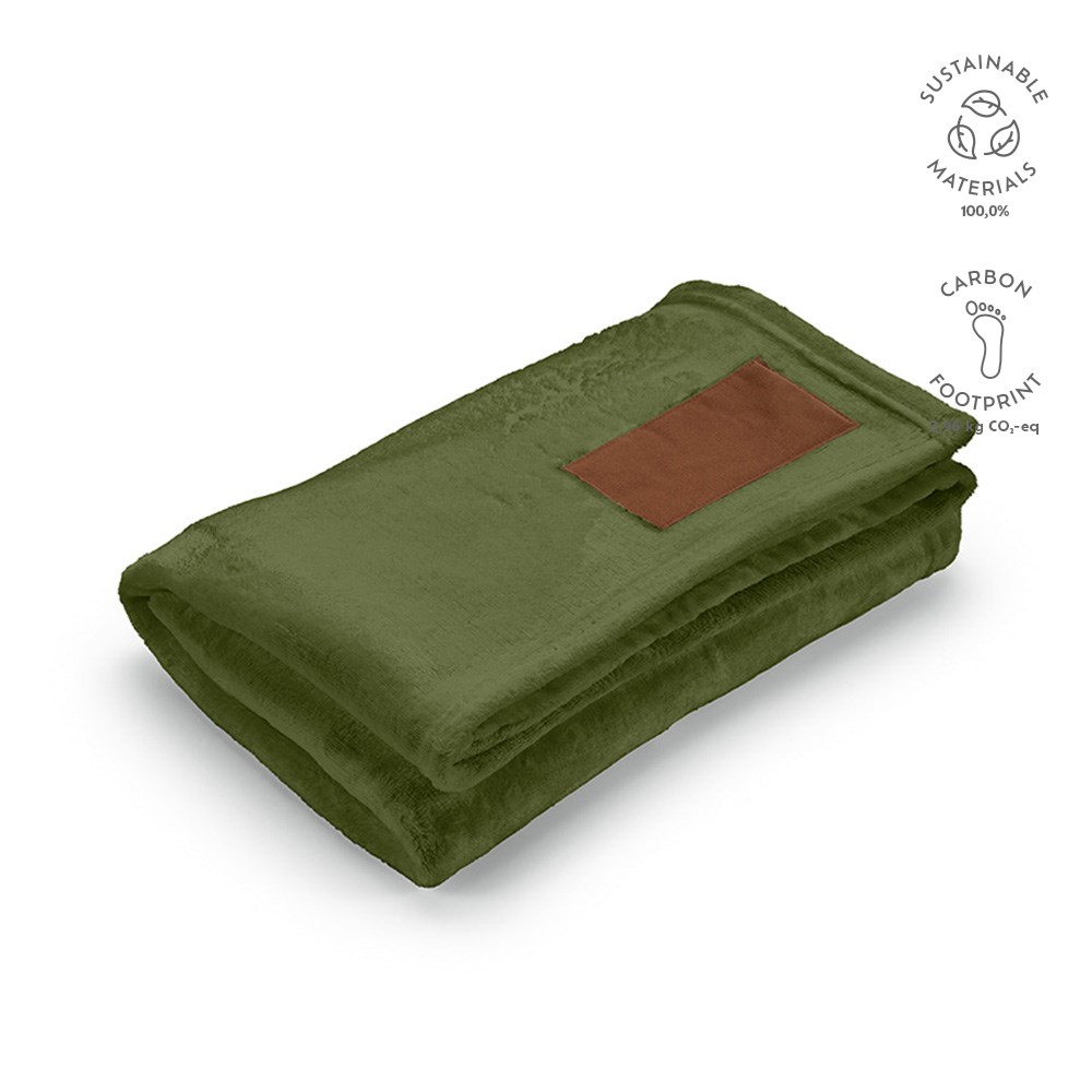 Van-Eyck Decke aus rPET (240 g/m²). Mit personalisierbarem Aufnäher - Armeegrün