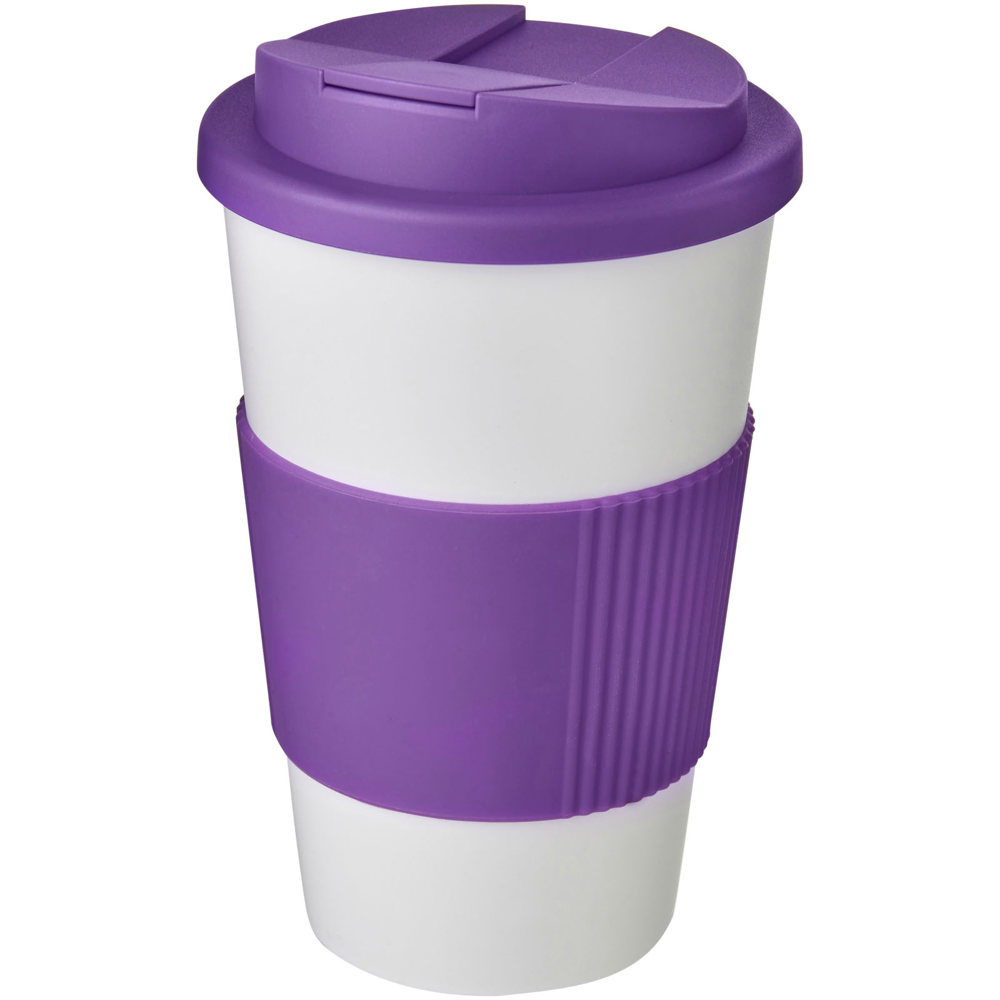 Americano® 350 ml Isolierbecher mit Schutzring & auslaufsicherem Schraubverschluss - weiss, lila