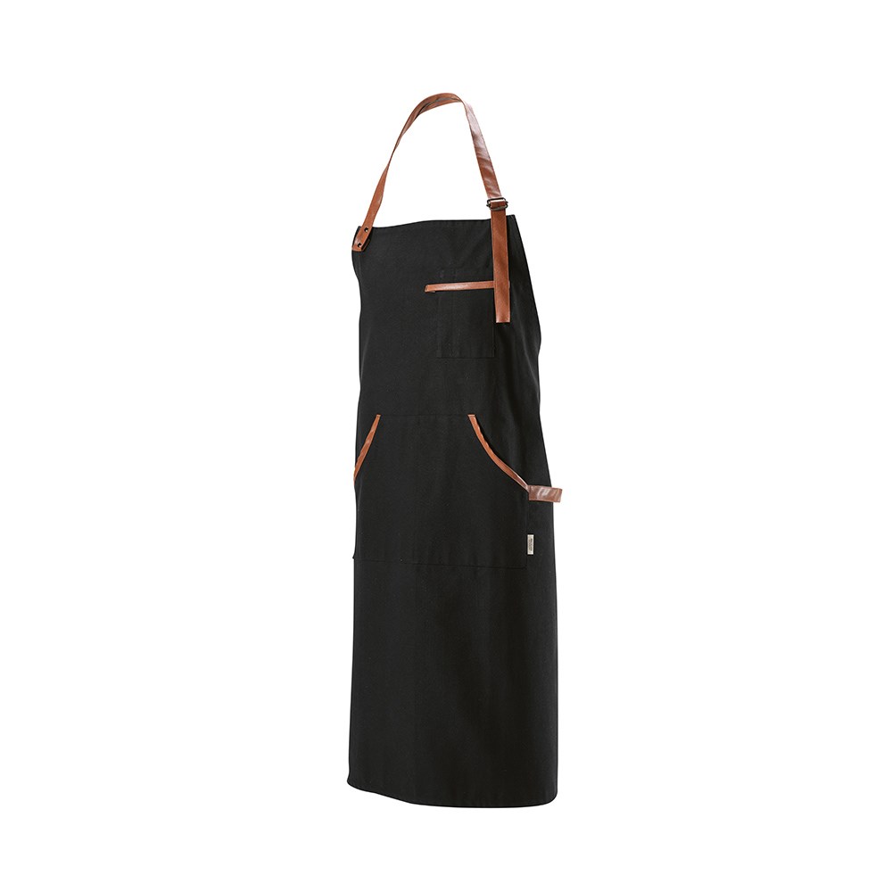 Goya Schürze aus recy.Baumwolle 300 g/m² mit rPU-Details - Schwarz