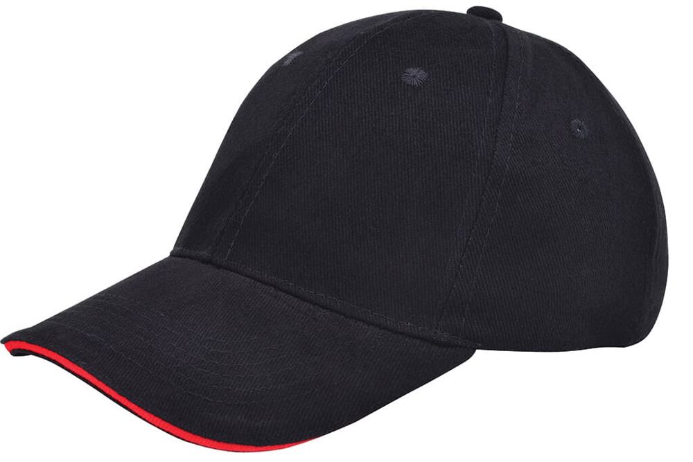 Brushed Twill Cap - Schwarz (Black) / Rot