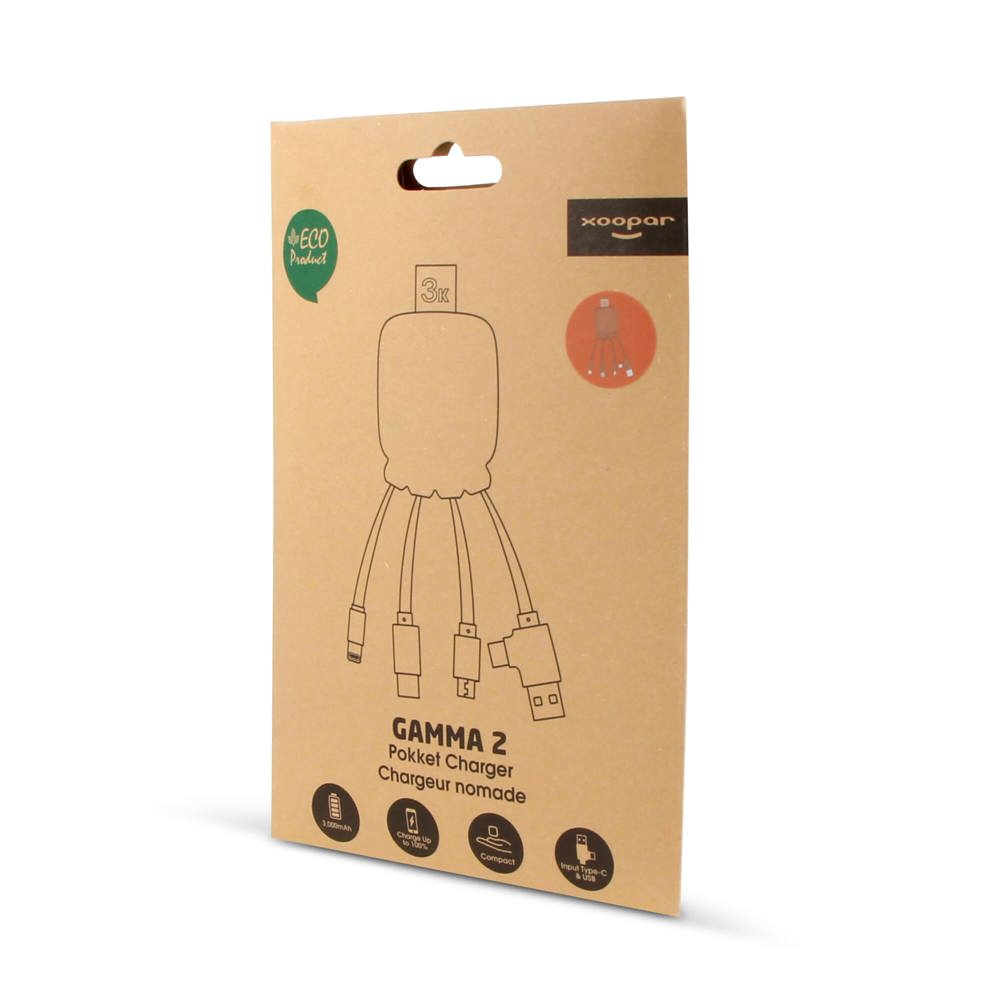 3192 | Xoopar Octopus Gamma 2 Powerbank with Bio Charging cable 3000mAh 