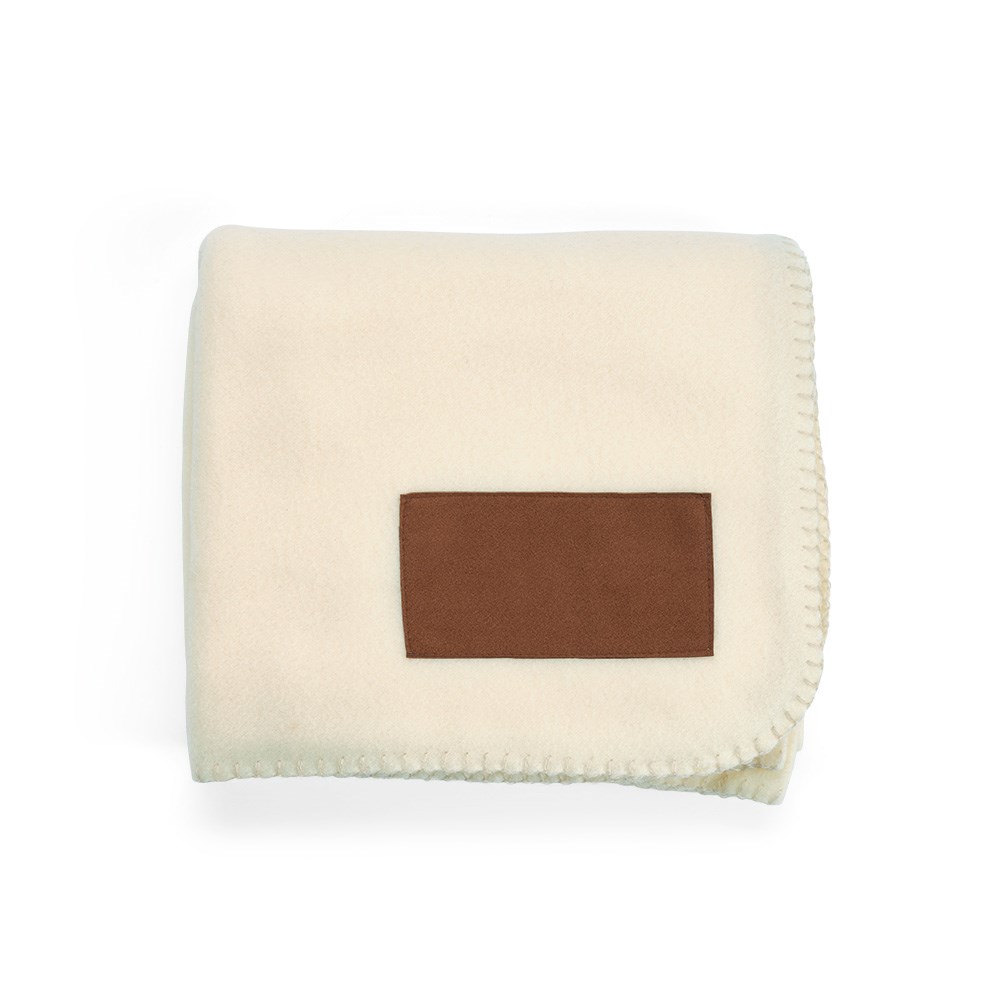 Pollock Decke aus rPET (180 g/m²). Mit personalisierbarem Aufnäher - Beige