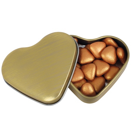 Blechdose Herz mit Standardfüllung mit Fruchtherzen - gold