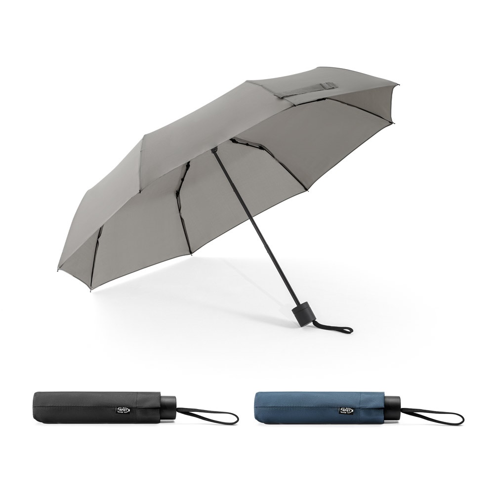 AIDEN. Regenschirm 21", aus recyceltem Polyester (100% rPET) Pongee 190T, in 3 Teile faltbar