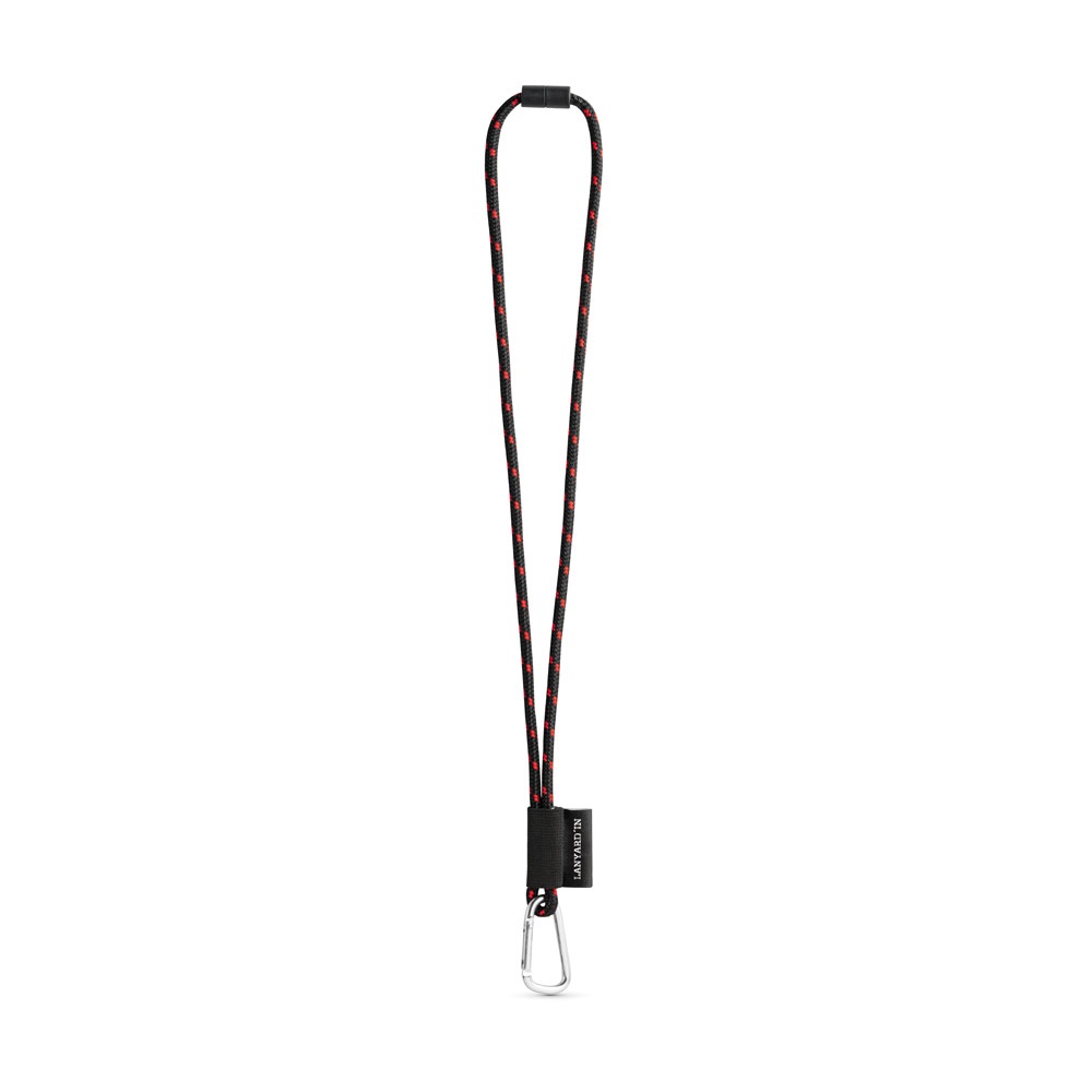75091. SET Lanyard NAUTIC Long (Ø 7 mm) mit 55 mm D-förmigem Karabiner und Ø 7 mm Sicherheitsverschluss - Schwarz, Rot