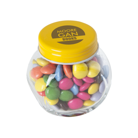 Bonbonglas mini gefüllt Schokocarletties - gelb