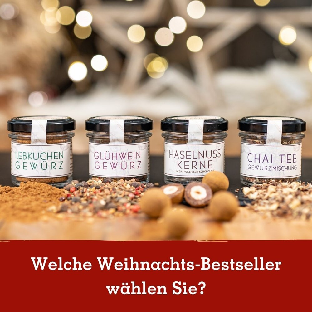 Gourmetkästchen mit 4 Gourmet Gewürzen im Glas