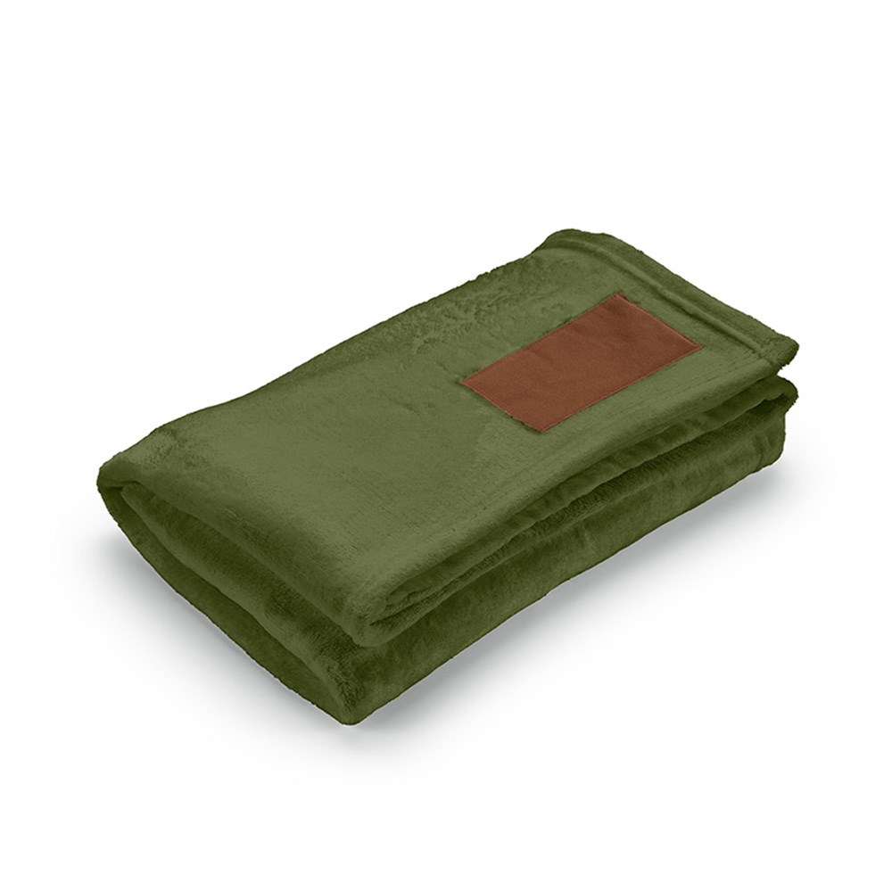 Van-Eyck Decke aus rPET (240 g/m²). Mit personalisierbarem Aufnäher - Armeegrün