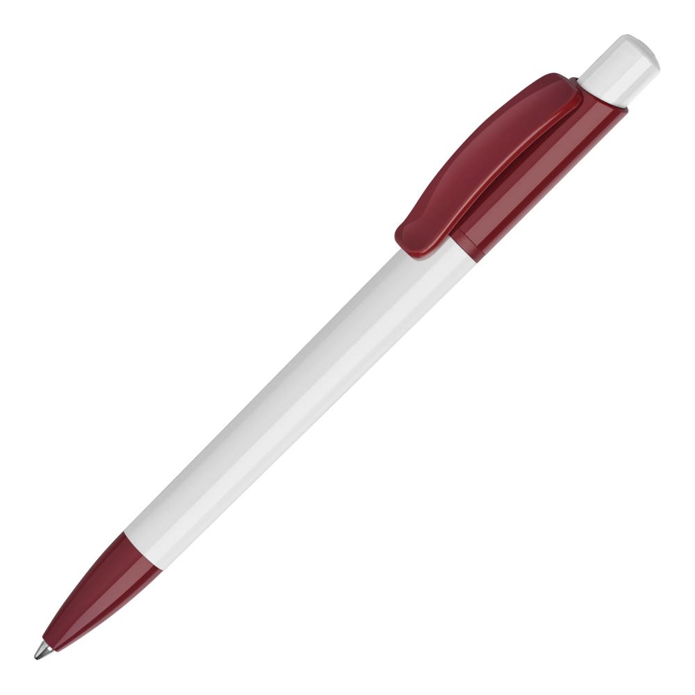 Kugelschreiber Kamal hardcolour - Weiss / Dunkelrot