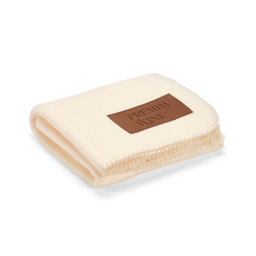 Pollock Decke aus rPET (180 g/m²). Mit personalisierbarem Aufnäher - Beige