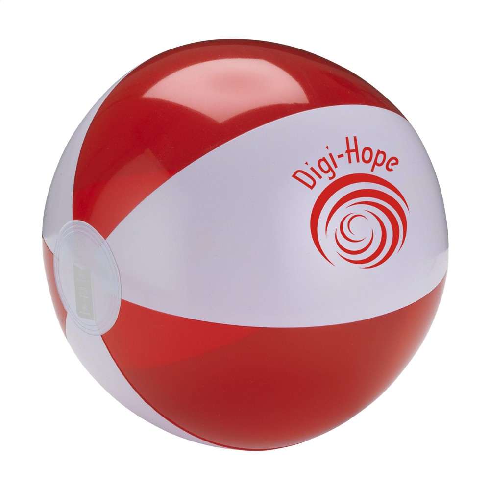 BeachBall Ø 24 cm - weiß/rot (± PMS 2347C)