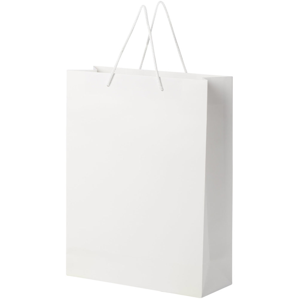 Handgefertigte 170 g/m² Integra-Papiertüte mit Kunststoff Kordelgriffen – 31 × 12 × 41 cm