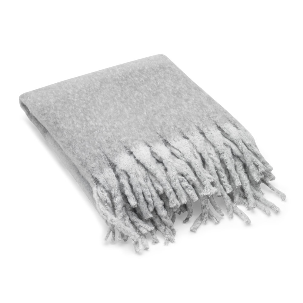COMFY. Decke aus recyceltem Polyester (100% rPET) (300 g/m²), mit Mohair-Feeling - grau