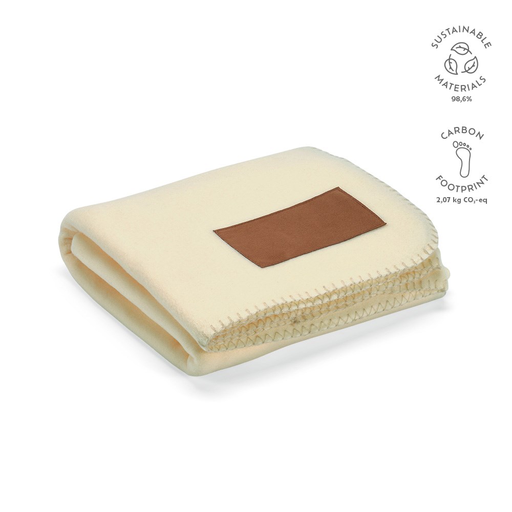 Pollock Decke aus rPET (180 g/m²). Mit personalisierbarem Aufnäher - beige