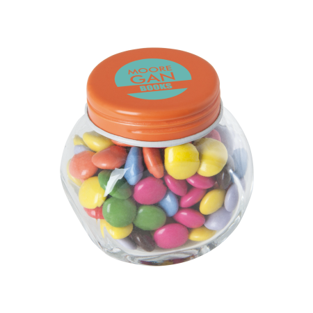 Bonbonglas mini gefüllt Schokocarletties - orange