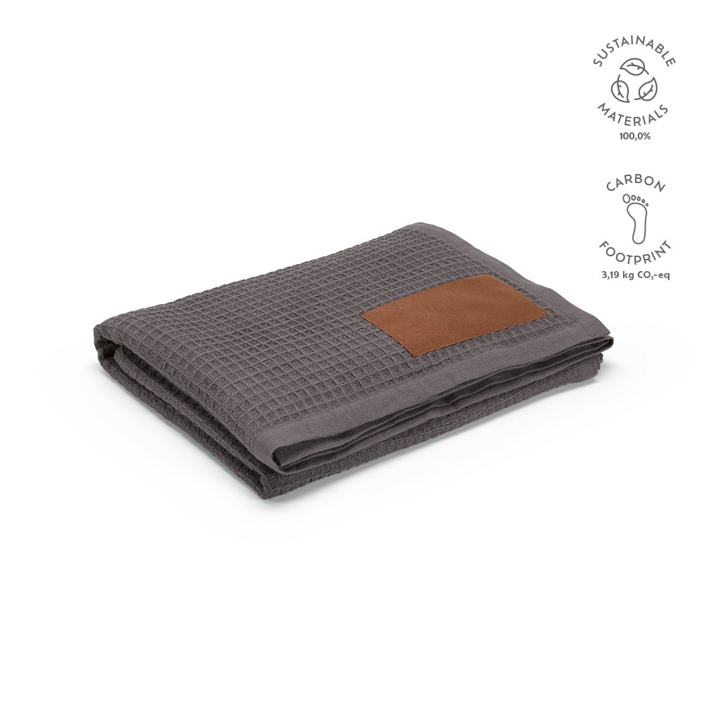 Giotto Decke recy.Baumwolle (200 g/m²). Mit personalisierbarem Aufnäher - dunkelgrau
