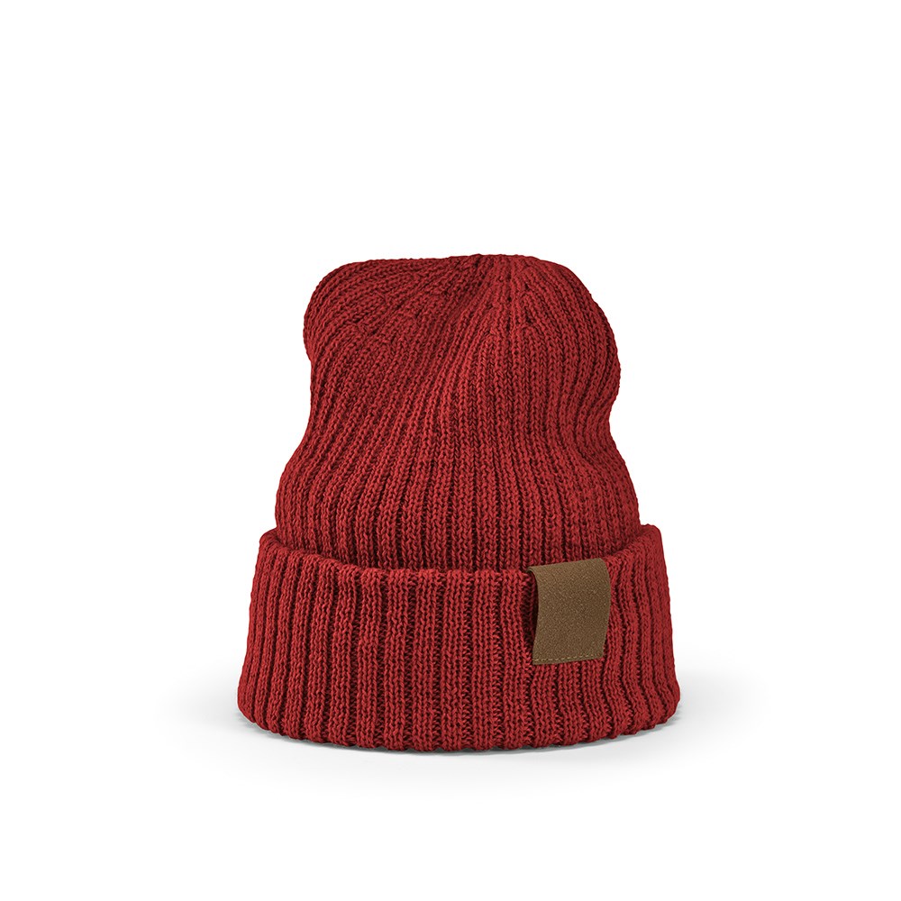 Cobain Mütze aus rPET und Wolle. Mit personalisierbarem Aufnäher - Burgund