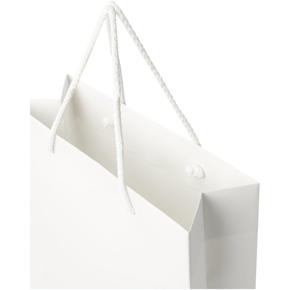 Handgefertigte 170 g/m² Integra-Papiertüte mit Kunststoff Kordelgriffen – 24 × 9 × 36 cm