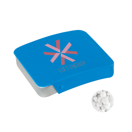 Blechdose mit Schiebedeckel extra strong Minties `Triangle` - hell blau