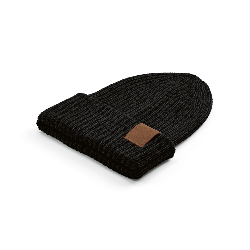 Cobain Mütze aus rPET und Wolle. Mit personalisierbarem Aufnäher - Schwarz