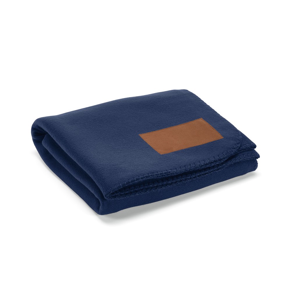 Pollock Decke aus rPET (180 g/m²). Mit personalisierbarem Aufnäher - Blau