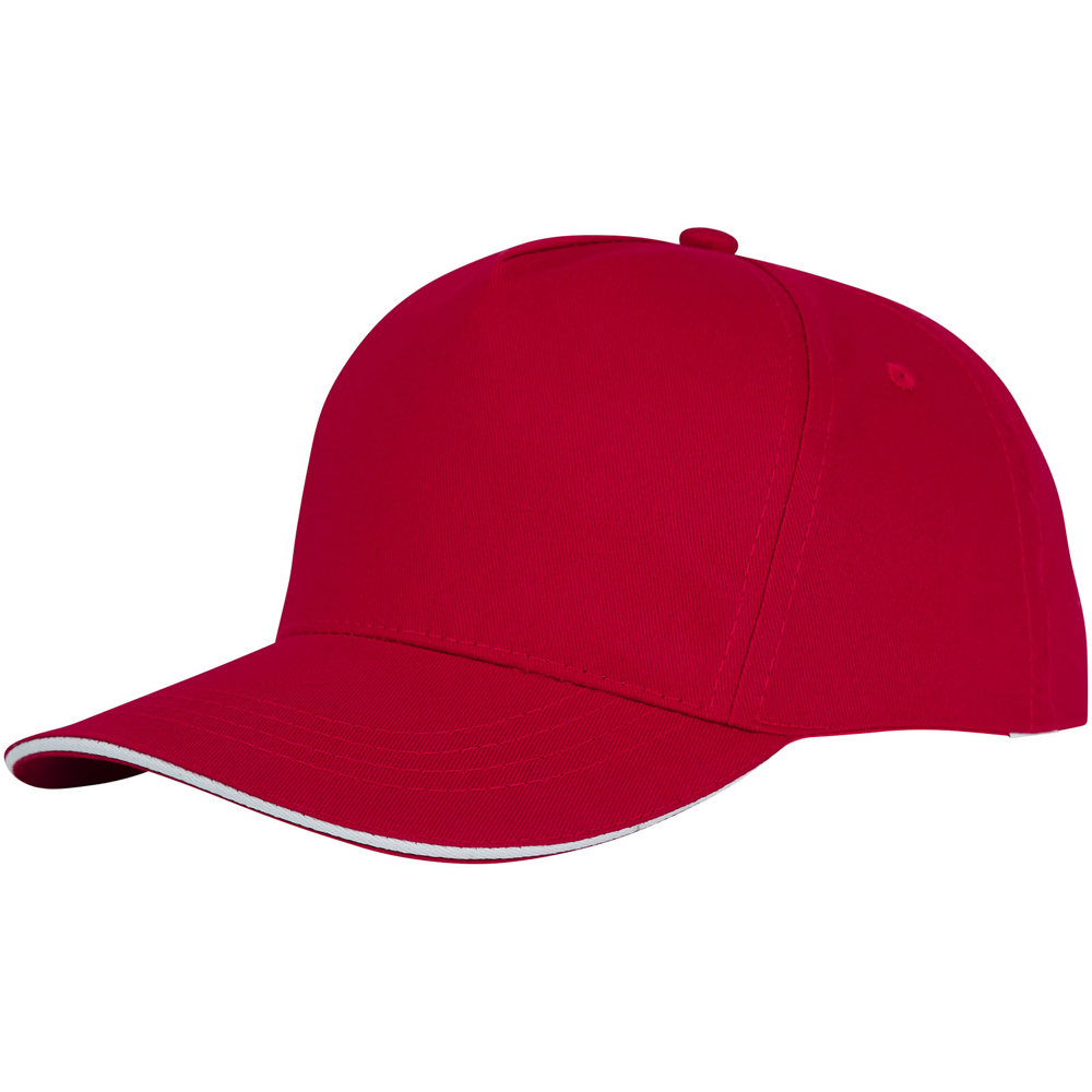 Ceto 175 g/m² Kappe mit 5 Segmenten und Sandwichschirm - Rot