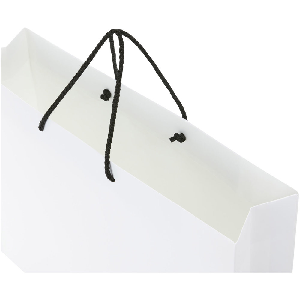 Handgefertigte 170 g/m² Integra-Papiertüte mit Kunststoff Kordelgriffen – 45 × 10 × 35 cm