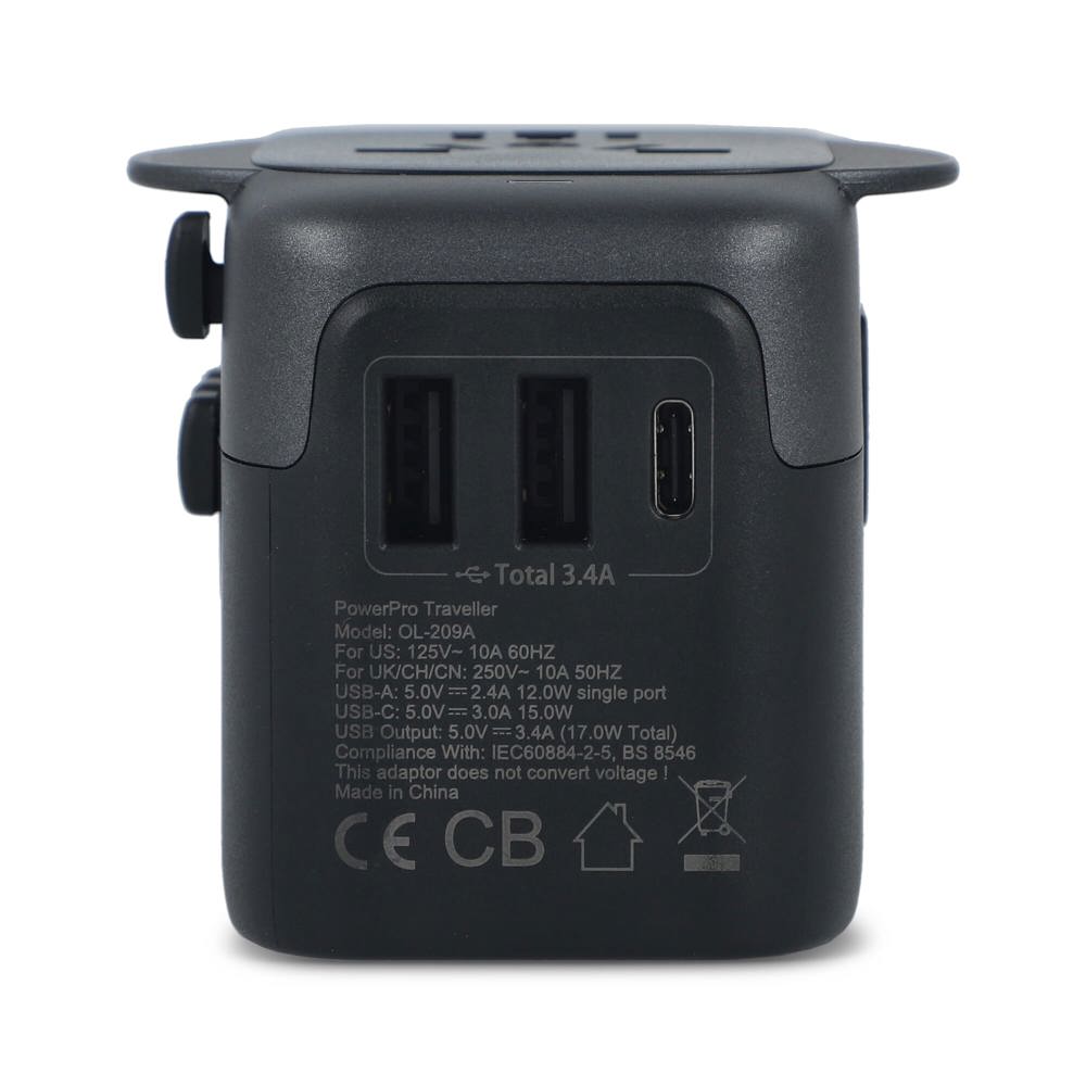  PowerPro Reiseadapter aus recyceltem Kunststoff