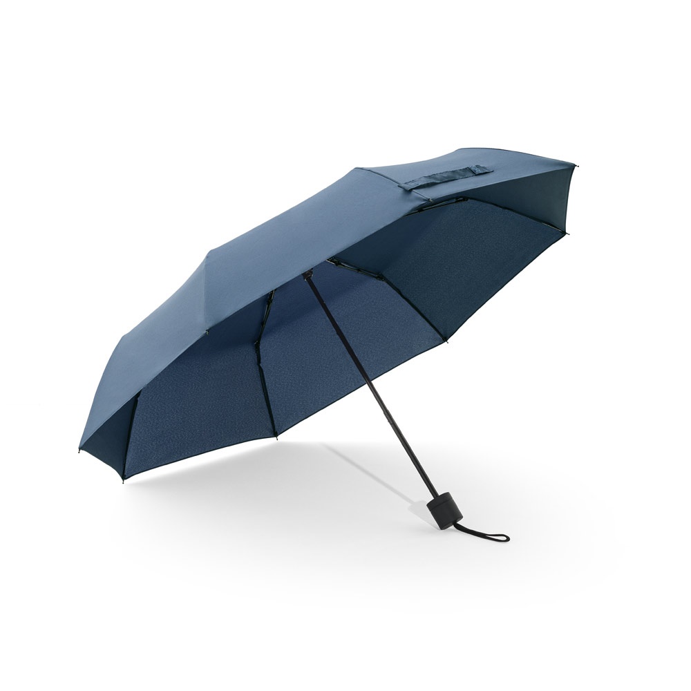 AIDEN. Regenschirm 21", aus recyceltem Polyester (100% rPET) Pongee 190T, in 3 Teile faltbar - blau
