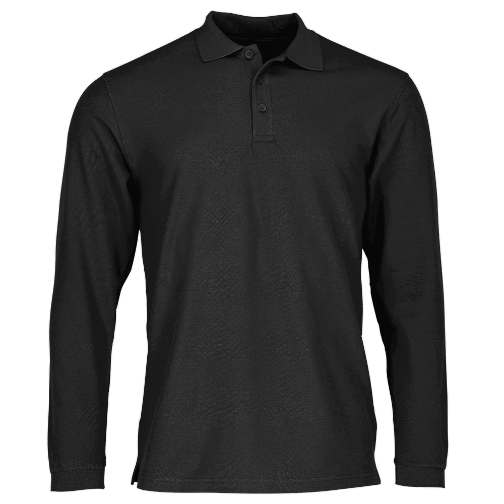 633100 - Premium Langarm Polo - Schwarz