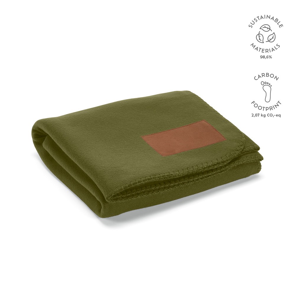 Pollock Decke aus rPET (180 g/m²). Mit personalisierbarem Aufnäher - Armeegrün