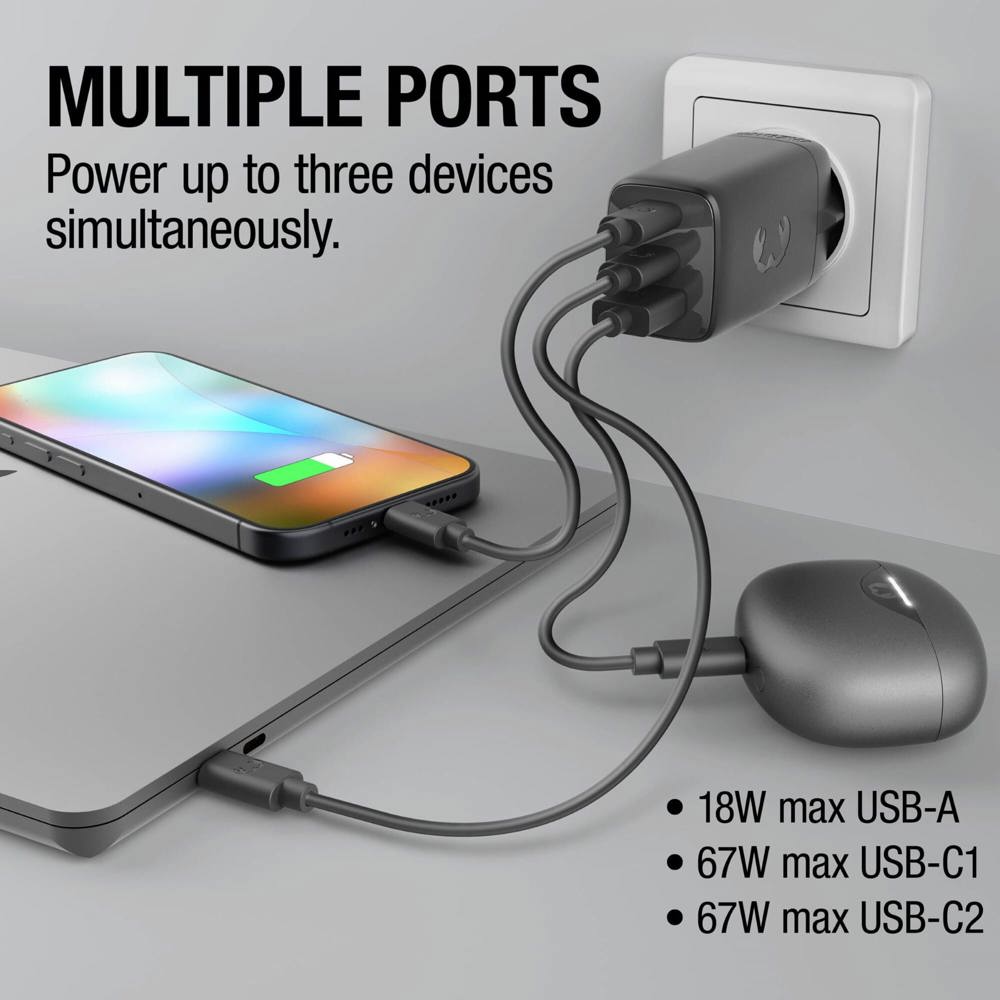 Fresh 'n Rebel 67W Laptop-Ladegerät GaN USB-C und USB-A