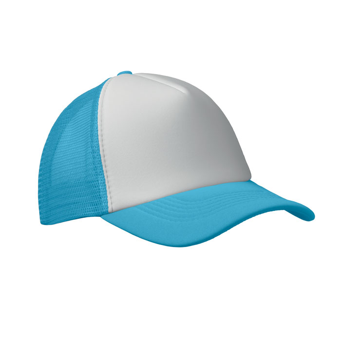 BUBBLE - Trucker cap 5 panels - weiß/türkis