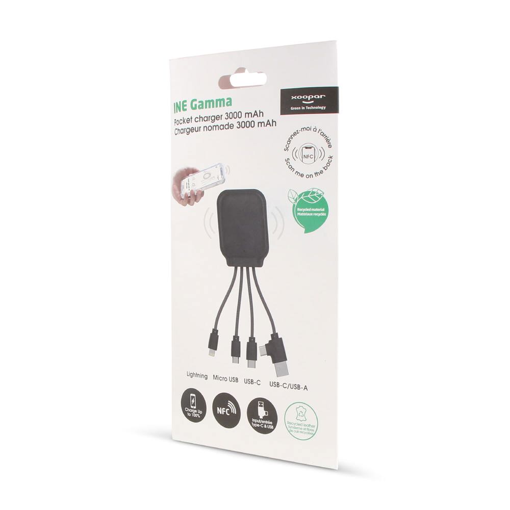 4001 | Xoopar Iné Gamma NFC Powerbank with Charging cables 3000mAh 