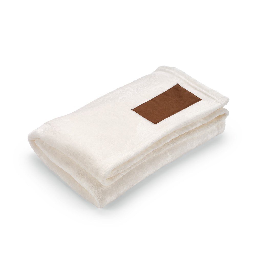 Van-Eyck Decke aus rPET (240 g/m²). Mit personalisierbarem Aufnäher - Weiß