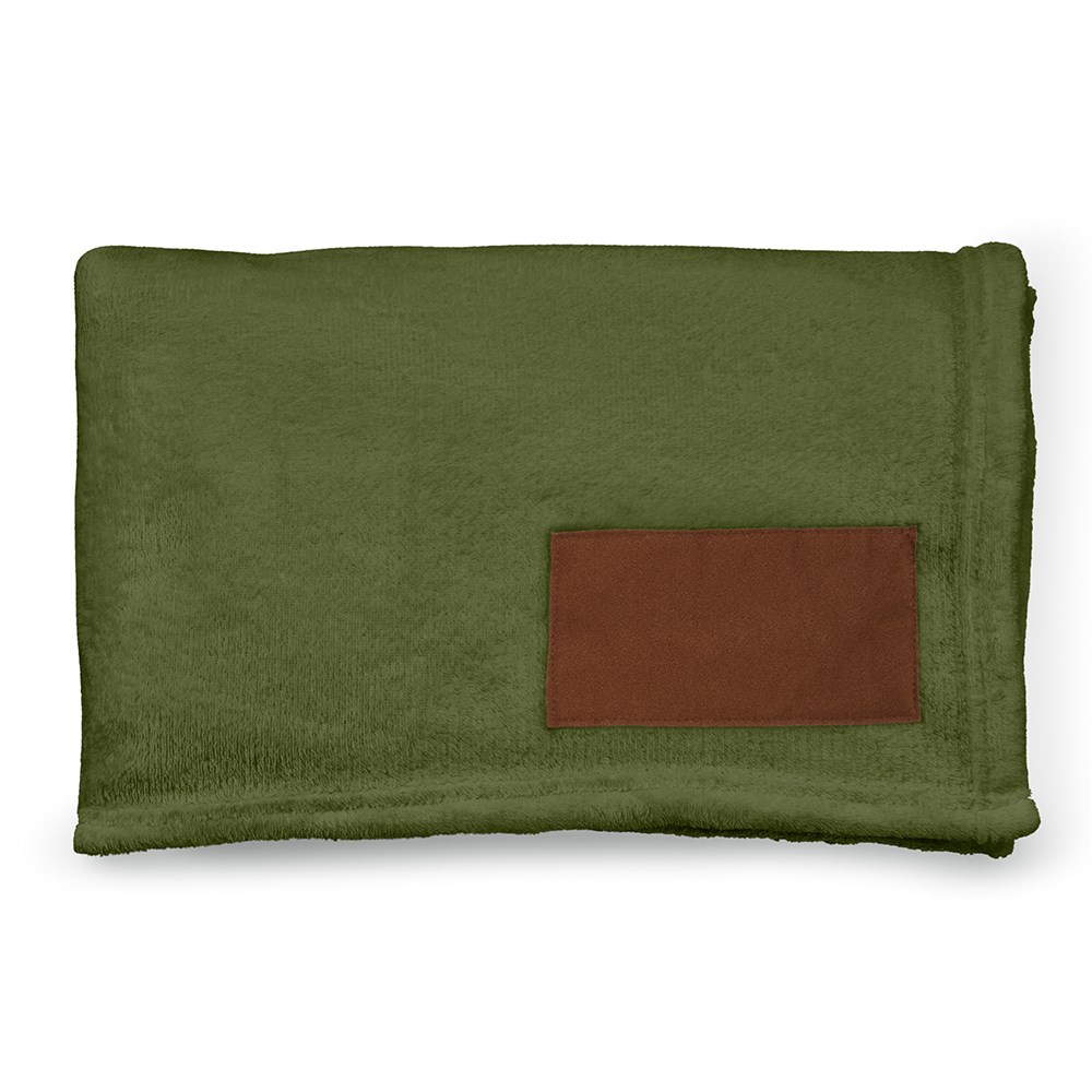 Van-Eyck Decke aus rPET (240 g/m²). Mit personalisierbarem Aufnäher - Armeegrün